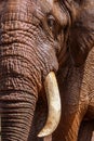 Close encounter with an Elephant bull walking in Zimanga Game Reserve Royalty Free Stock Photo
