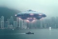 Close encounter at sea, Aliens\' spaceship invades bustling coastal metropolis