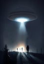 Close encounter of the third kind with a UFO flying saucer spaceship from outer space creating an alien abduction sighting Royalty Free Stock Photo