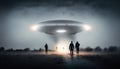 Close encounter of the third kind with a UFO flying saucer spaceship from outer space creating an alien abduction sighting Royalty Free Stock Photo