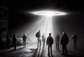 Close encounter of the third kind with a UFO flying saucer spaceship from outer space creating an alien abduction sighting Royalty Free Stock Photo