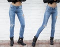 Close female blue jeans