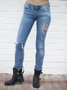 Close female blue jeans