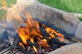 Close on flame of campfire Royalty Free Stock Photo