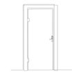 Close front door. Entrance to a room or office. Continuous line drawing. Vector illustration