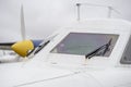 White jet plane cockpit Royalty Free Stock Photo