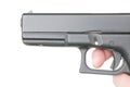 Close front view of handgun