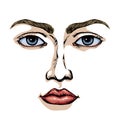 Woman face. Vector drawing icon Royalty Free Stock Photo