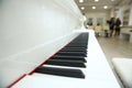 Close frontal . The piano was set up in the music room to allow the pianist to rehearse before the classical piano performance in