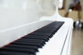 Close frontal . The piano was set up in the music room to allow the pianist to rehearse before the classical piano performance in