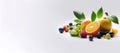 Close fruits over white background with copy space. Royalty Free Stock Photo