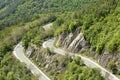 Close, high angle view of a part of the Beklemeto pass in the Balkan Mountains Stara Planina, connecting Northern and Southern