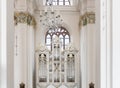 A close, horizontal view of the organ in the Jesuitenkirche church in Heidelberg, Germany Royalty Free Stock Photo