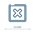 Close icon. Linear vector illustration. Outline close icon vector. Thin line symbol for use on web and mobile apps, logo, print