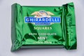 Close image of a single ghirardelli chocolate square Mint