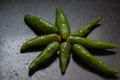 Picture of Indian hot and spicy green chilli decor with star shape Royalty Free Stock Photo