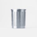 close large stainless steel trash can or container isolated on white background