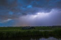 Close lighting strike in farmland Royalty Free Stock Photo