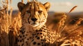 Close Look of Cheetah in Savanna Plains Selective Focus Background Royalty Free Stock Photo