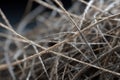 Close look at the complex structure and texture of nanofiber material showing fine strands and intricate patterns Royalty Free Stock Photo