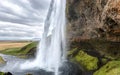 Close look at Seljalandsfoss waterfall, South Iceland. Royalty Free Stock Photo