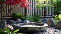 Close look at traditional Japanese style water fountain in the garden Royalty Free Stock Photo