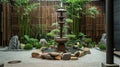 Close look at traditional Japanese style water fountain in the garden Royalty Free Stock Photo