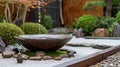 Close look at traditional Japanese style water fountain in the garden Royalty Free Stock Photo