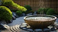 Close look at traditional Japanese style water fountain in the garden Royalty Free Stock Photo