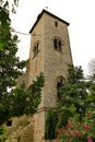 The Cardinal d\'Aux tower in the village of La Romieu in the Gers Royalty Free Stock Photo