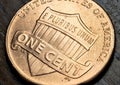 US Penny Macro Showing Back Side of Coin Royalty Free Stock Photo