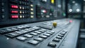 Close medium shot of an engineered electronic panel for industrial machinery controls emphasizing tactile buttons and Royalty Free Stock Photo