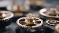 Close medium shot focused on delicate mechanical watch components being aligned on innovative 3Dprinted scaffolds during Royalty Free Stock Photo