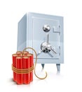 Close metallic safe with bomb