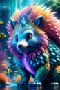 Close midshot of a bedazzling cute fluffy wild creatures, stunning visual, fantastical realm, fantasy, animal, wallpaper, t-shirt Royalty Free Stock Photo