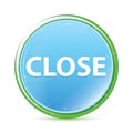 Close natural aqua cyan blue round button