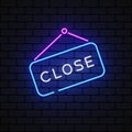 Close Neon for banner design. Isolated vector illustration