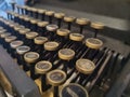 Close up old round typewriter keys. Royalty Free Stock Photo