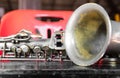 Close-old saxophone. Royalty Free Stock Photo