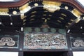 Close- op and details Ornamented wood entrance to the palace ninomaru castle Nijo Kyoto Japan Royalty Free Stock Photo