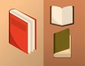 Close and open books learn study read knowledge icons