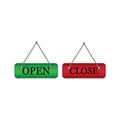Close and open rectangular signs, green color and red color Royalty Free Stock Photo