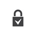 Close padlock with check mark vector icon