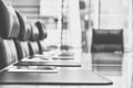 Close photo of an empty conference room before meeting Royalty Free Stock Photo