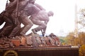 Close photo of Iwo Jima Memorial in Washington, DC. The Memorial honors the Marines who have died defending the US since