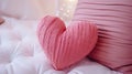 Close photo of a pillow with an applique in the shape of a heart