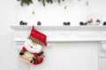 A close picture of beautifully decorated Santa Christmas socks Royalty Free Stock Photo
