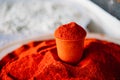 Powdered Cayenne Or Red Hot Chili Pepper On Sale At East Market, Royalty Free Stock Photo