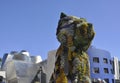 Puppy Floral Sculpture details front of Guggenheim Museum building from Bilbao city in Basque Country of Spain Royalty Free Stock Photo