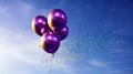 close purple and gold balloons